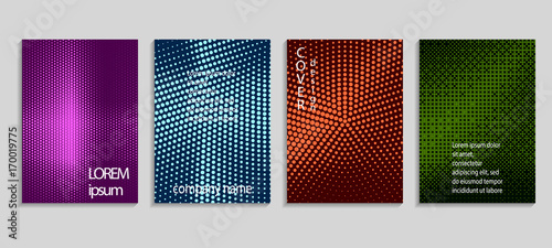 Minimalistic abstract vector halftone cover design template. Future geometric background. Vector templates for placards, banners, flyers, presentations and reports