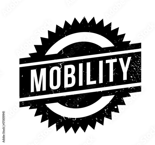 Mobility rubber stamp. Grunge design with dust scratches. Effects can be easily removed for a clean, crisp look. Color is easily changed.