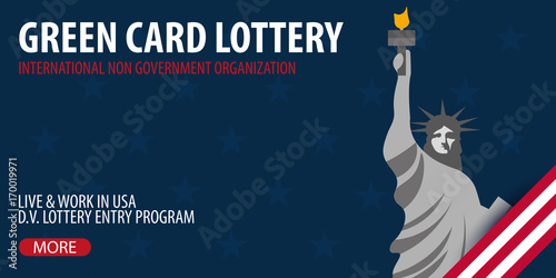 Green Card Lottery banner. Immigration and Visa to the USA.