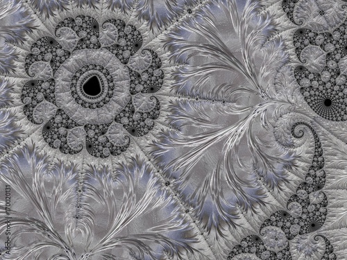 Silver fractal created in 3d. Rich look to decorate any card, vignette, invitation letter, background for website or social networks.