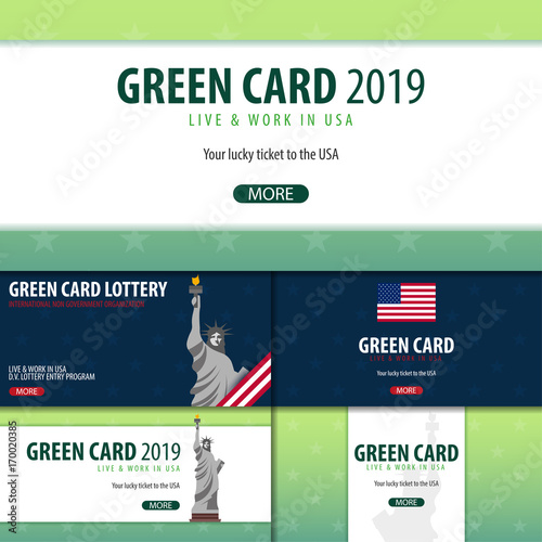 Set of Green Card Lottery banners. Immigration and Visa to the USA.