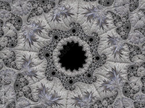 Silver fractal created in 3d. Rich look to decorate any card, vignette, invitation letter, background for website or social networks.