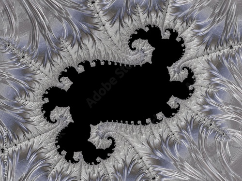 Silver fractal created in 3d. Rich look to decorate any card, vignette, invitation letter, background for website or social networks.