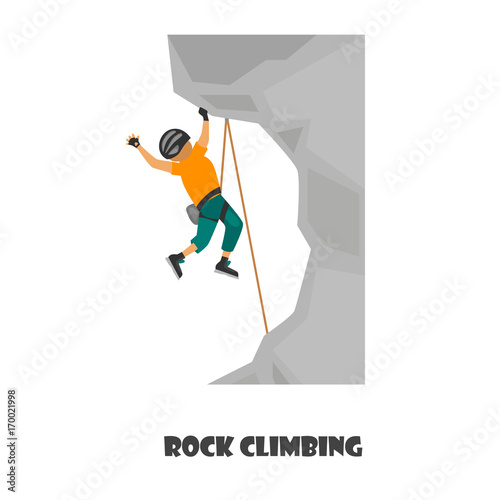 Rock climbing color illustrarion isolated on white