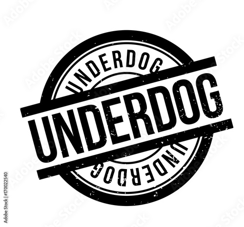 Underdog rubber stamp. Grunge design with dust scratches. Effects can be easily removed for a clean, crisp look. Color is easily changed.