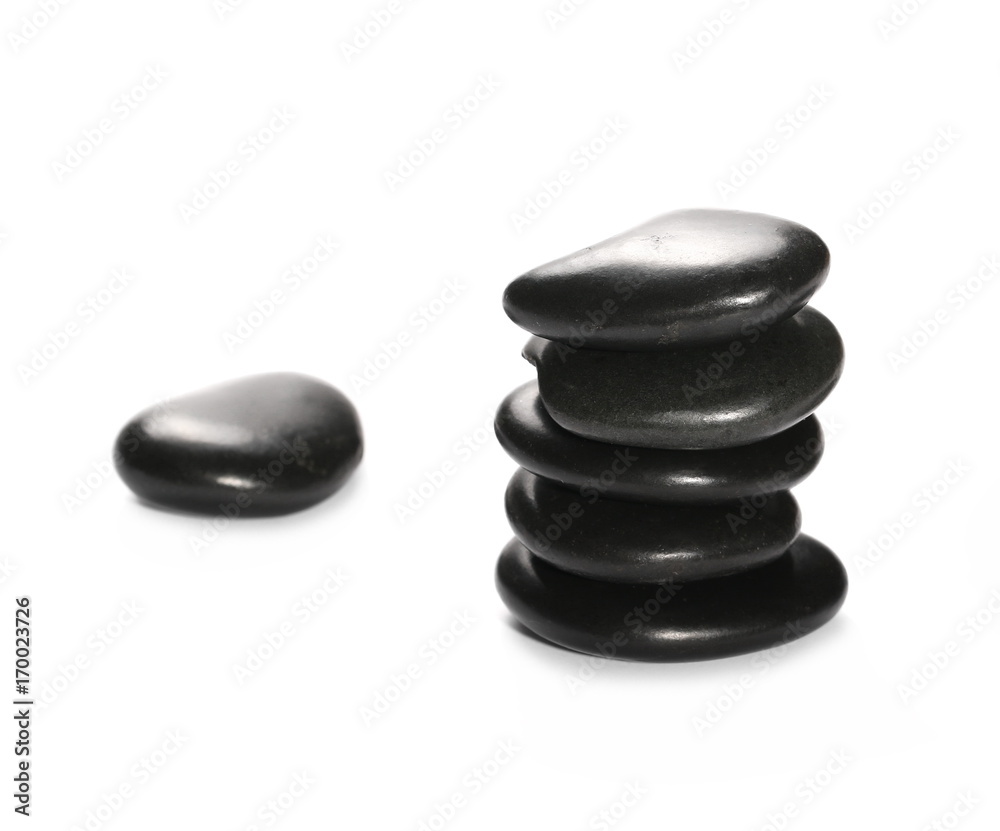 Pile black rocks isolated on white background and texture Pile black rocks isolated on white background and texture