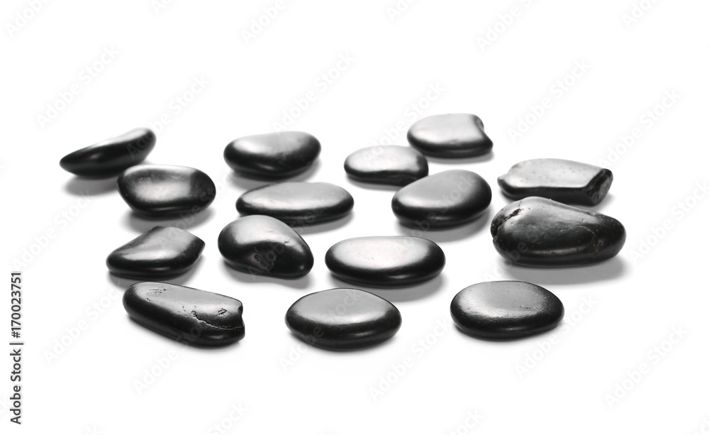 Pile black rocks isolated on white background and texture Pile black rocks isolated on white background and texture