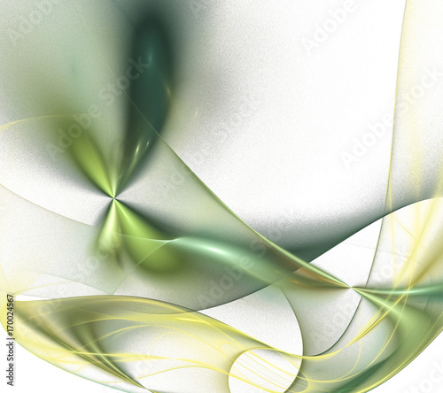 Fractal green swirls on a white background. Beautiful abstract background