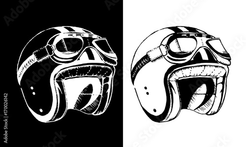 Cafe racer print t-shirt emblem helmet