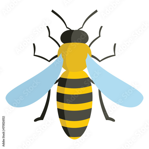 Bee icon in flat style vector illustration for design and web isolated on white