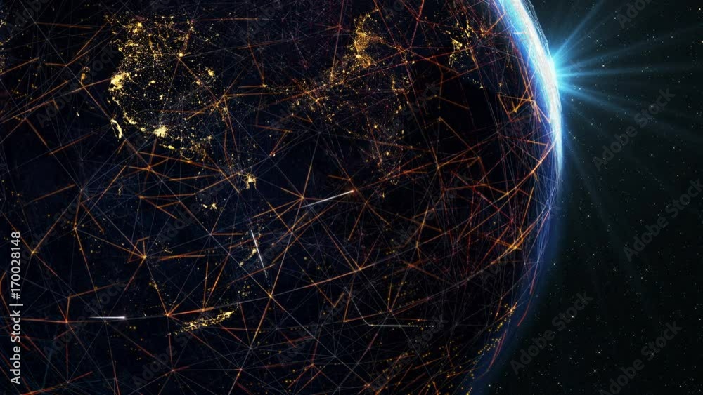 Global International Connectivity Background/Connection lines Around Earth Globe, Futuristic Technology  Theme Background with Light Effect. Some elements of the image provided by NASA. 3D Render