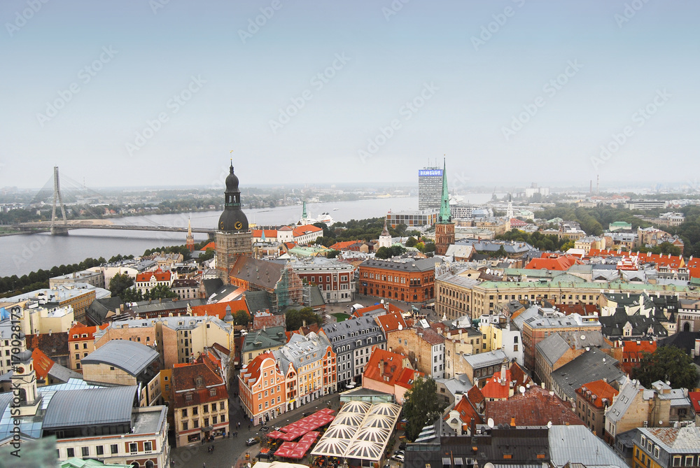 Riga, Latvia - September 15, 2012: View of Riga from St Peter's Church Tower