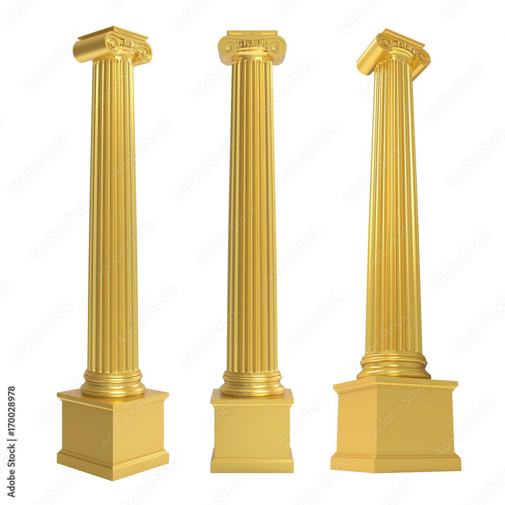 Golden Classic Columns Isolated Golden Classic Columns Isolated