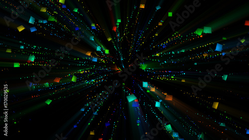 Illuminated Multicolor Flying Particles
