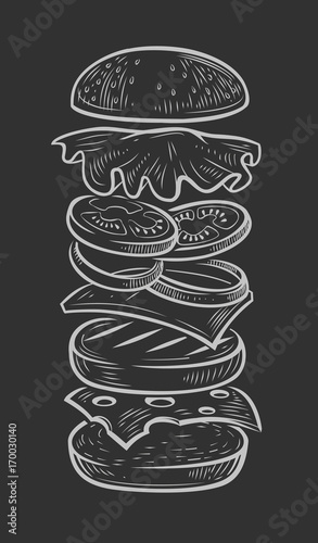 vector black burger