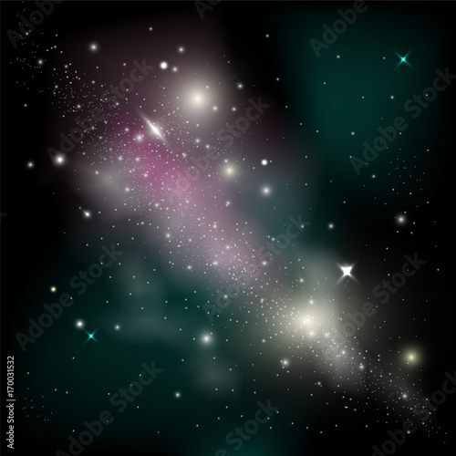 Cosmic background with shining stars. Abstarct Vector illustration of Milky Way Galaxy.