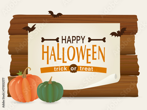 ハロウィン　木のボード