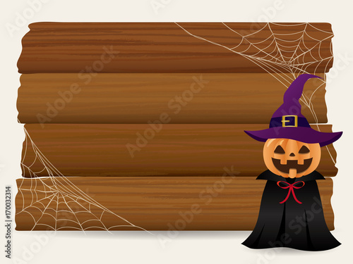 ハロウィン　木のボード