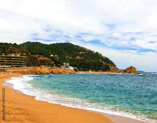 View of the beach in Tossa de mar. Costa Brava, Spain