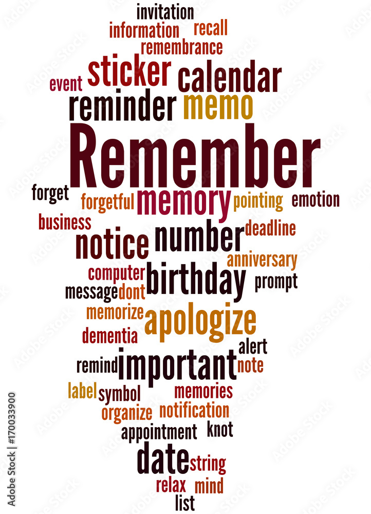 Obraz premium Remember, word cloud concept 8