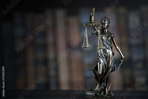 law symbols in courtroom