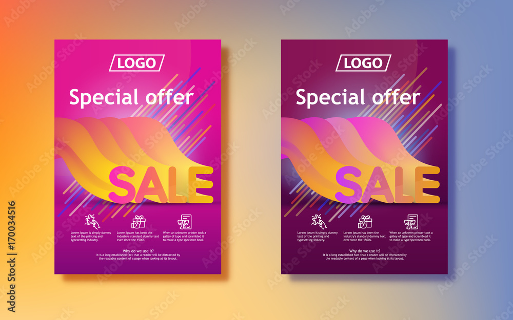Big seasonal sale. Sale in 3d with a gradient. Abstract colored gradients background. Vertical poster design for print or web, media, promotional material. Final sale poster or flyer design.