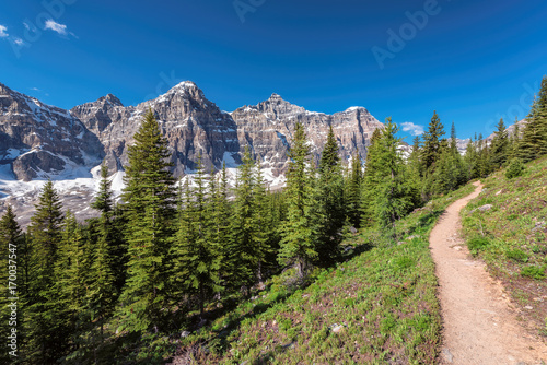Trail fron Moraine Lake to Rocky Mountains, Canada