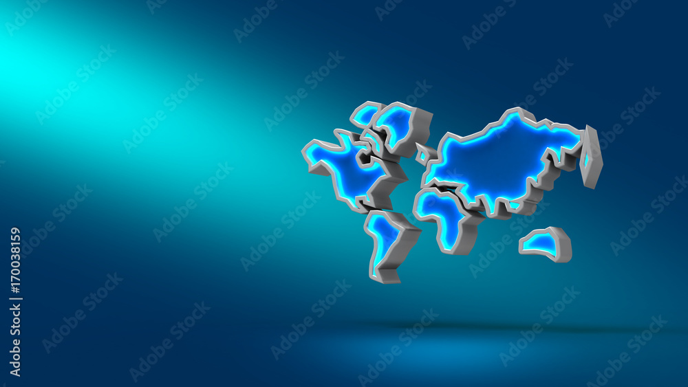 World on blue background. 3d illustration. Set for design presentations. World on blue background. 3d illustration. Set for design presentations.
