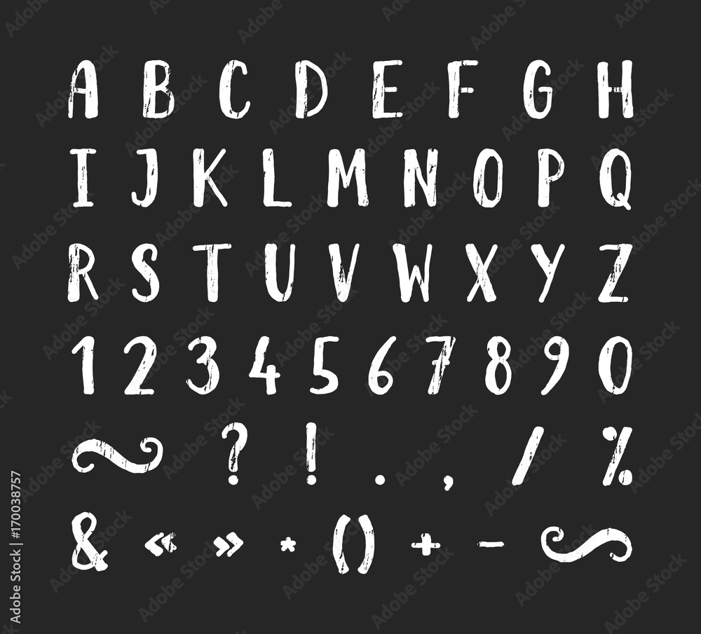 Handwritten font with punctuation marks