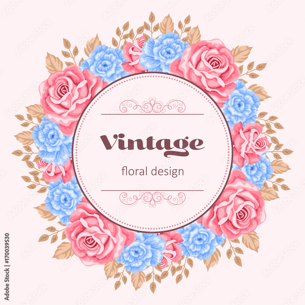 Greeting card or invitation template with roses. Vector Illustration in retro style. Greeting card or invitation template with roses. Vector Illustration in retro style.