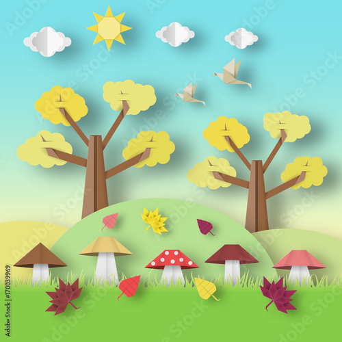 Autumn Origami Landscape.