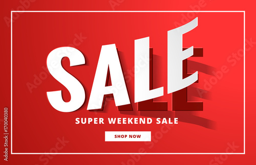 sale poster backgorund in red with sticker style