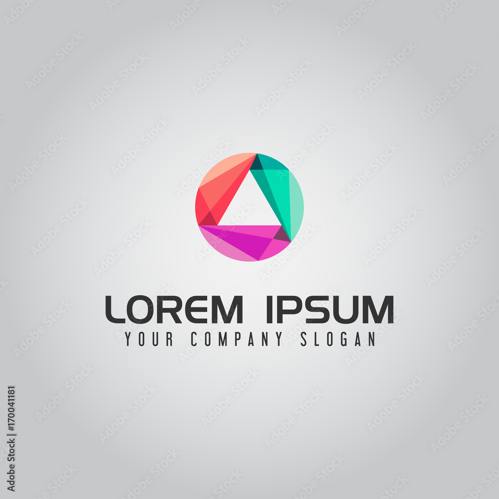 Abstract media technology Triangle logo design concept template