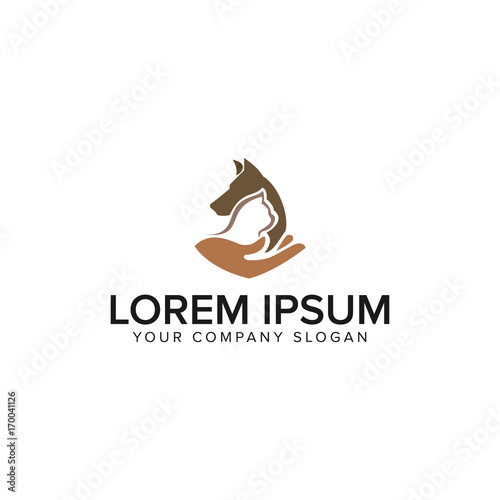 pet care logo. dog cat design concept template