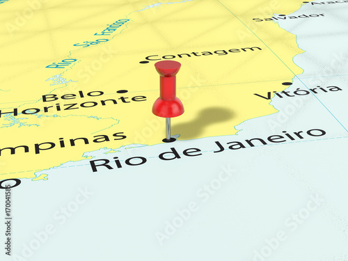 Pushpin on Rio de Janeiro map