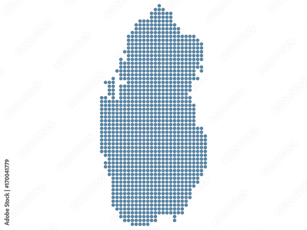 Abstract map of Qatar made of dots. Vector illustration.