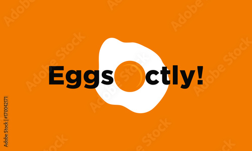 Eggsactly Egg Pun (Line Art in Flat Style Vector Illustration Poster Design) photo