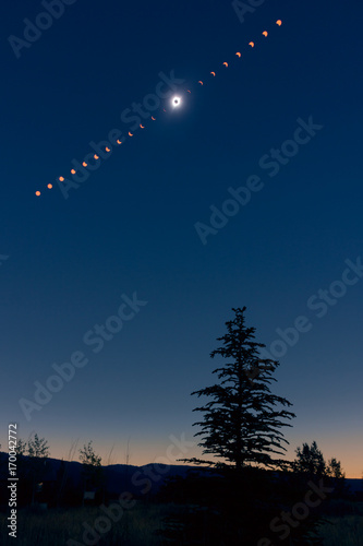 North American Total Solar Eclipse 2017. Wide field sequence composite