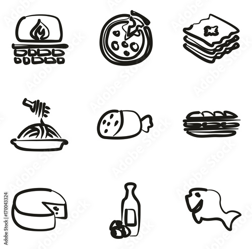 Italian Food Icons Freehand  photo
