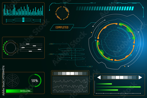 Abstract HUD Elements Graphic Virtual User Interface Control Panel Vector Background