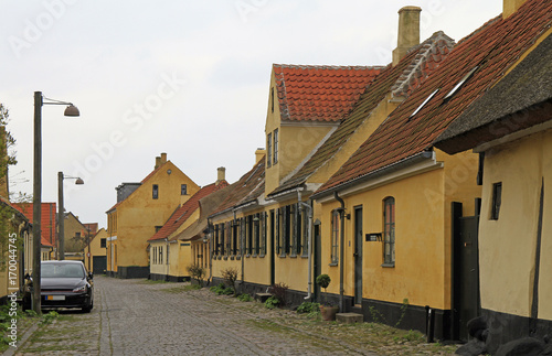 Vintage street and old houses in Dragor photo