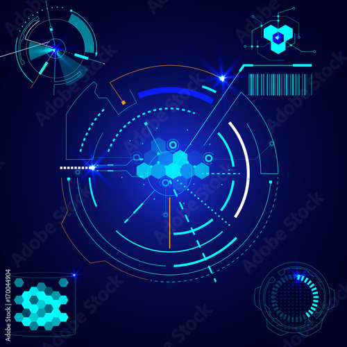Abstract HUD Elements Graphic Virtual User Interface Control Panel Vector Background
