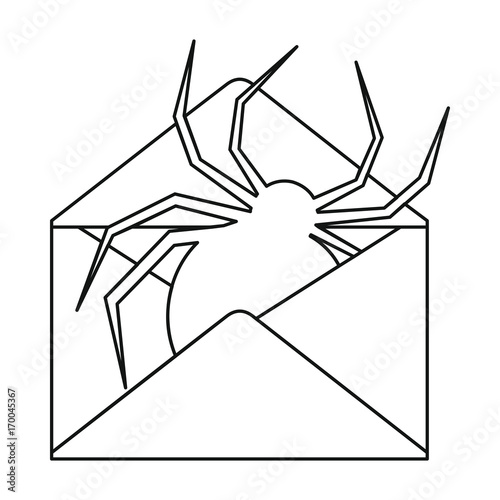 Mail bug icon in outline style vector illustration for design and web isolated