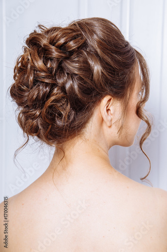 Rear view of a beautiful wedding hairstyle