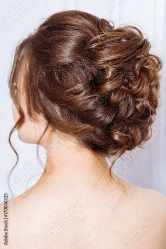 Rear view of a beautiful wedding hairstyle