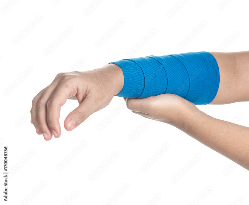 Arm wrapped in elastic bandage on white background,arm pain Stock-Foto |  Adobe Stock