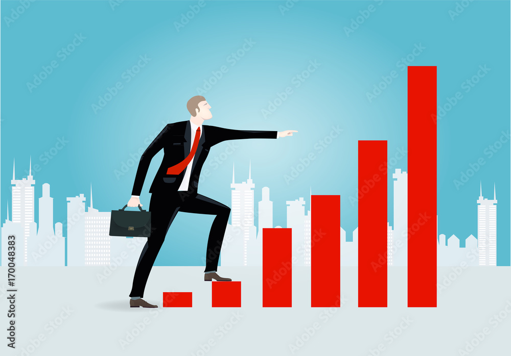 Successful businessmen watching the growth charts. Business concept illustration Successful businessmen watching the growth charts. Business concept illustration