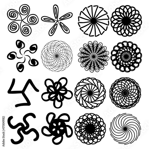 Sacred geometry signs set. Set of alchemy religion, philosophy spirituality  symbols and elements. Hipster symbols and elements geometric shapes flower of life linear contour. Vector.