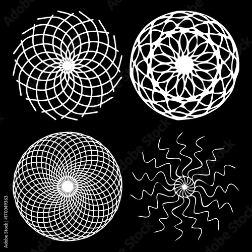 Sacred geometry signs set. Set of alchemy religion, philosophy spirituality  symbols and elements. Hipster symbols and elements geometric shapes flower of life linear contour. Vector.