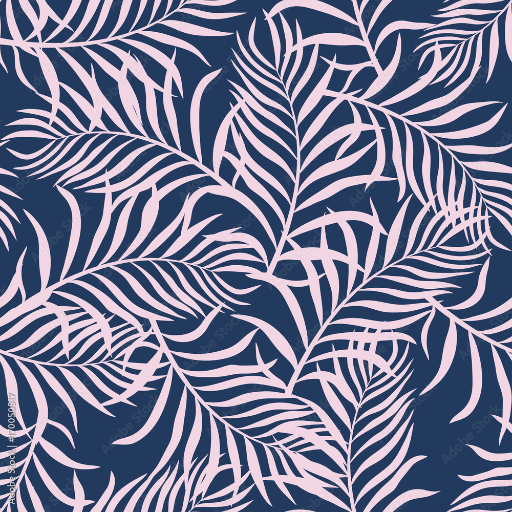 Tropical background with palm leaves. Seamless floral pattern